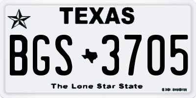 TX license plate BGS3705