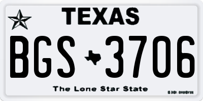 TX license plate BGS3706