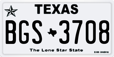 TX license plate BGS3708