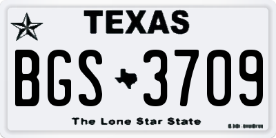 TX license plate BGS3709