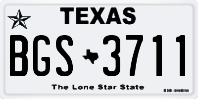 TX license plate BGS3711