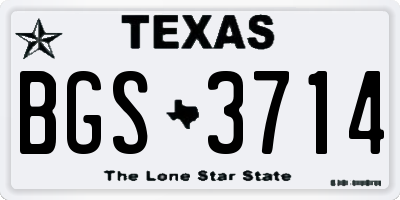 TX license plate BGS3714