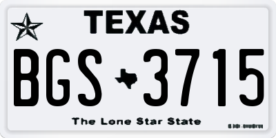 TX license plate BGS3715