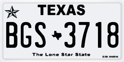 TX license plate BGS3718