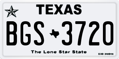TX license plate BGS3720