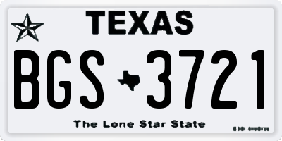TX license plate BGS3721