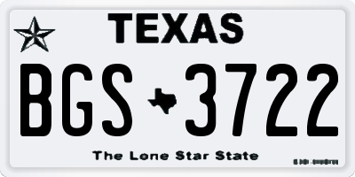 TX license plate BGS3722