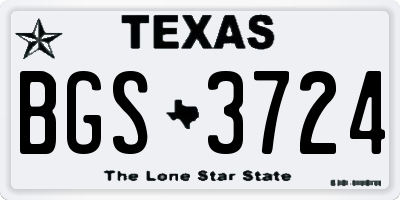 TX license plate BGS3724