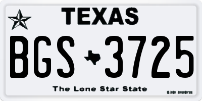 TX license plate BGS3725