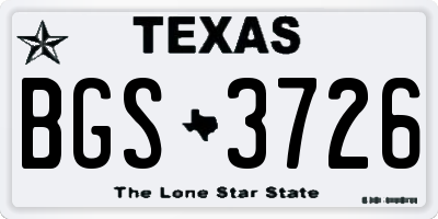 TX license plate BGS3726