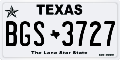 TX license plate BGS3727