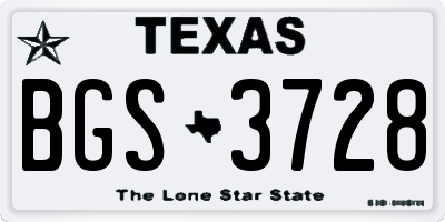 TX license plate BGS3728