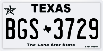 TX license plate BGS3729