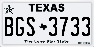 TX license plate BGS3733