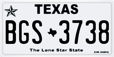 TX license plate BGS3738