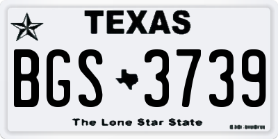 TX license plate BGS3739