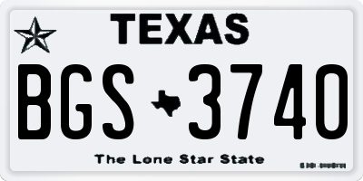 TX license plate BGS3740