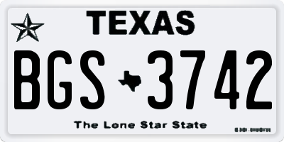 TX license plate BGS3742