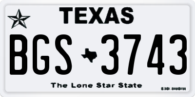 TX license plate BGS3743