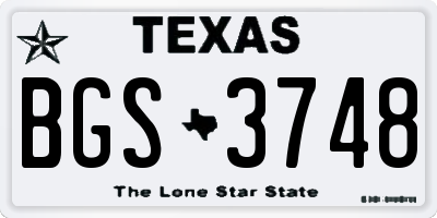 TX license plate BGS3748