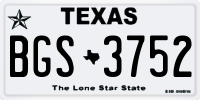 TX license plate BGS3752