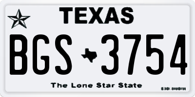 TX license plate BGS3754