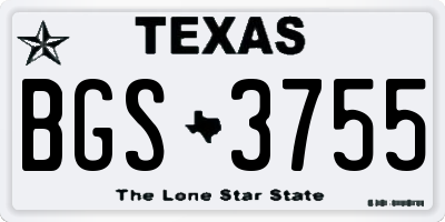 TX license plate BGS3755