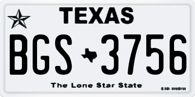 TX license plate BGS3756