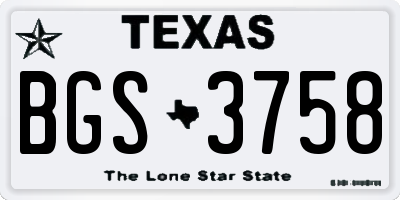 TX license plate BGS3758