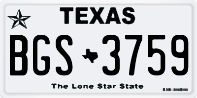 TX license plate BGS3759