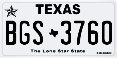 TX license plate BGS3760