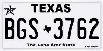 TX license plate BGS3762