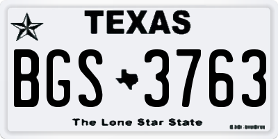 TX license plate BGS3763