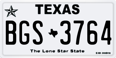 TX license plate BGS3764