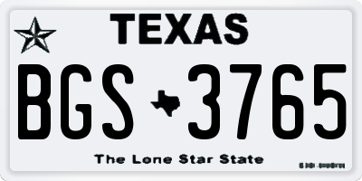 TX license plate BGS3765