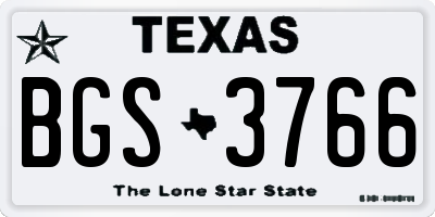 TX license plate BGS3766