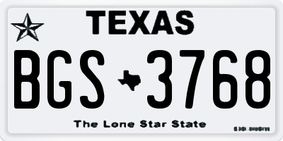 TX license plate BGS3768