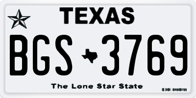 TX license plate BGS3769