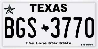 TX license plate BGS3770