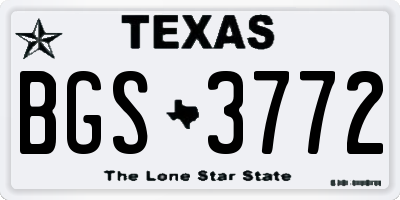 TX license plate BGS3772
