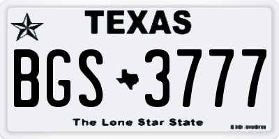 TX license plate BGS3777