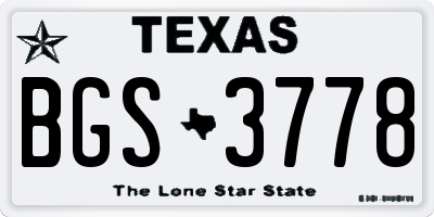 TX license plate BGS3778