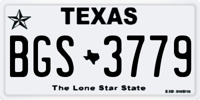 TX license plate BGS3779