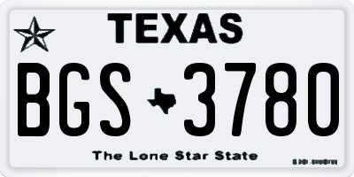 TX license plate BGS3780