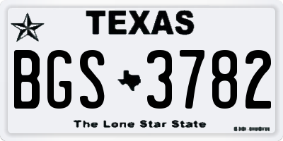 TX license plate BGS3782