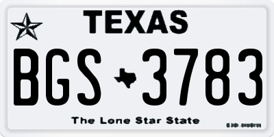 TX license plate BGS3783