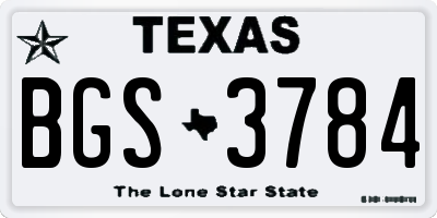 TX license plate BGS3784
