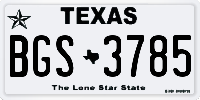 TX license plate BGS3785