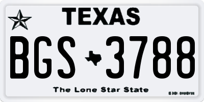 TX license plate BGS3788