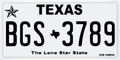 TX license plate BGS3789